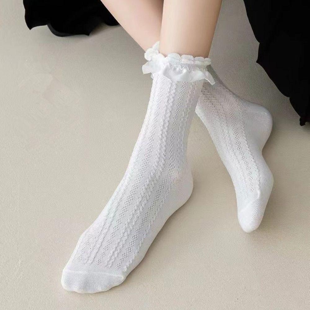 Mesh White Lace Socks Princess Mary Jane Shoes Socks New Lolita Socks  Girls