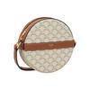Celine Triomphe Classic Monogram Print Zipper Closure Canvas And Lambskin Round Bag Women Shoulder Bag White 10G342CAM-01TA