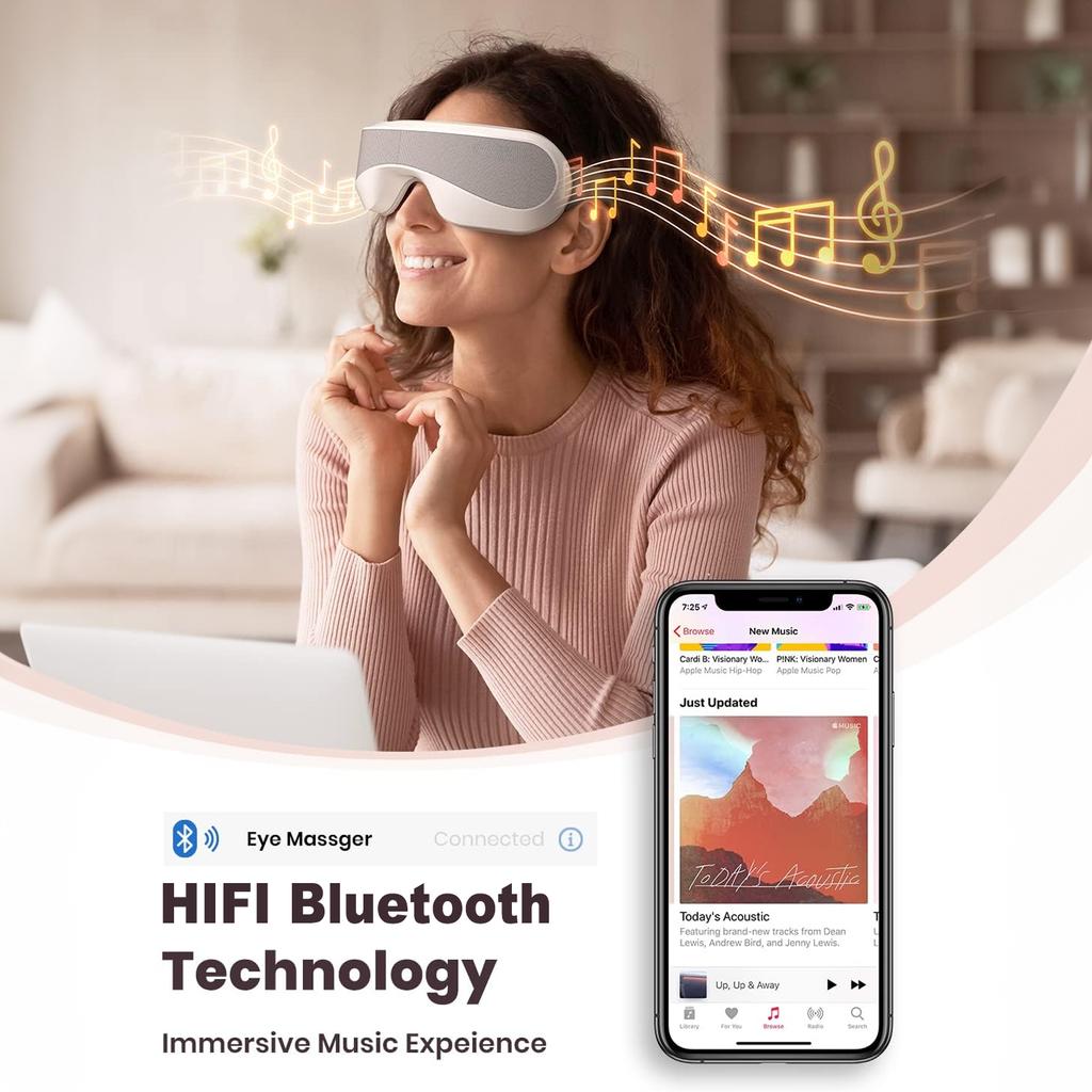 3D-массажер для глаз с функцией нагрева, интеллектуальный Bluetooth-массажер для глаз, расслабляющий, уменьшающий темные круги, подарки