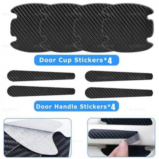 8Pcs Black Car Door Handle Bowl Anti Scratch Sticker Protector Cover Waterproof