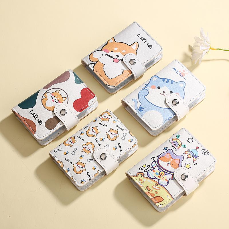 Cute Cartoon Women ID Credit Card Holder Bag Pu Leather Women Travel ID Bank Credit Card Holder Hasp Business Card Wallet Bags