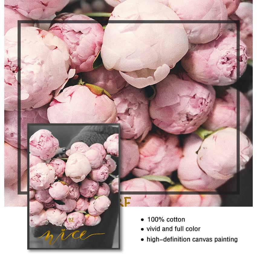 Canvas Painting Nordic Decor Elegant Peony Flower Phrase Poster And Print Wall Art Picture For Living Room Home Decoration