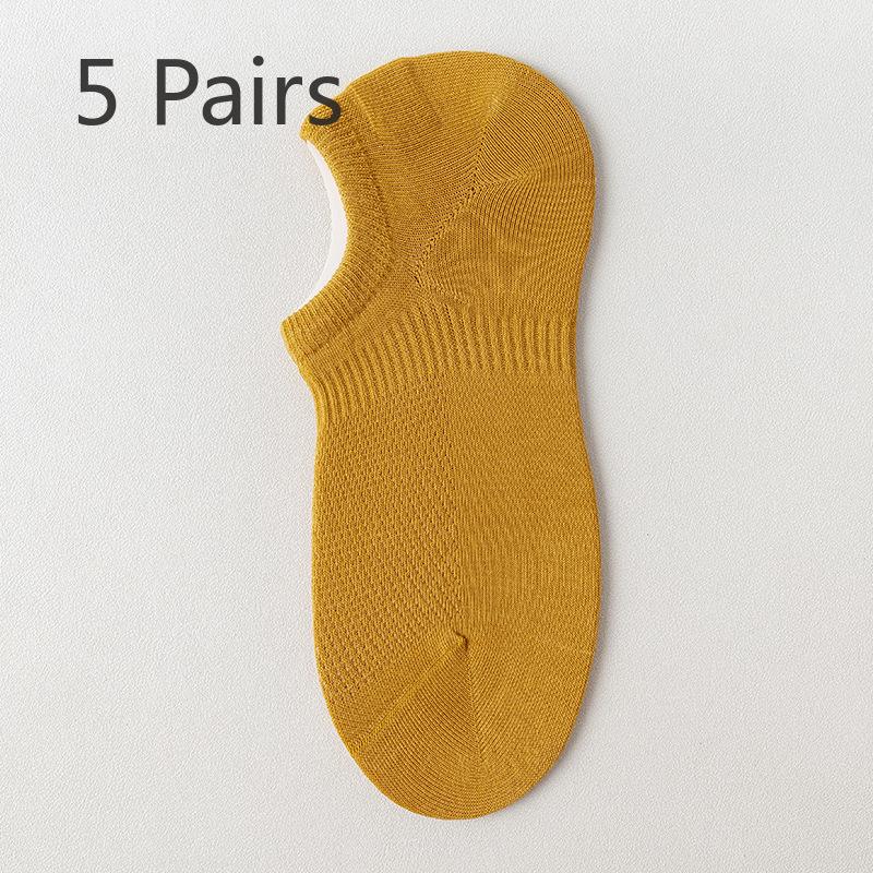 5 пар мужских сетчатых дышащих носков из чистого хлопка с защитой от скольжения и низким верхом и небольшим отверстием