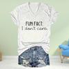 Fun Cat Painting Blouses Short Sleeved V-Neck T Shirts Casual