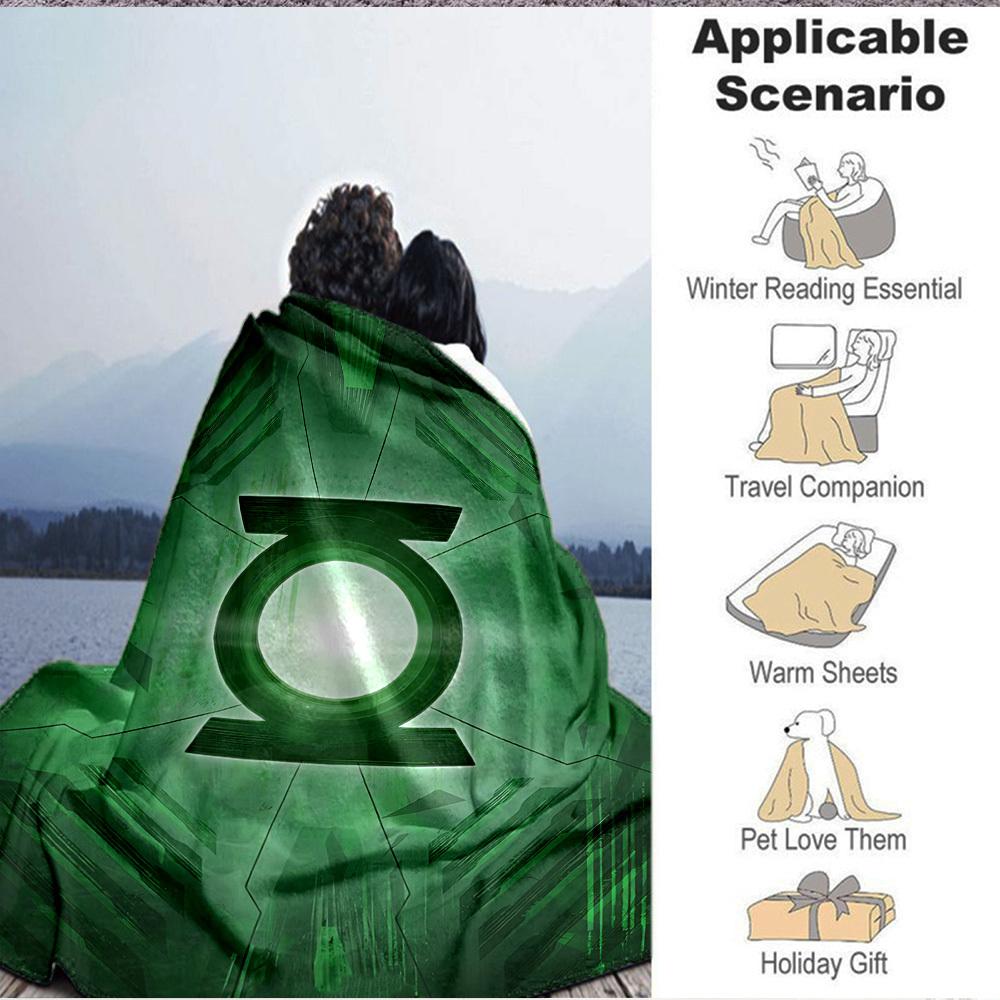 1pc Green Lantern Symbol Blanket Polyester Fiber, All Season Comfort for Sofa, Bed, Office, Car, Camping Ideal Home Decor & Gift, Office Comfort