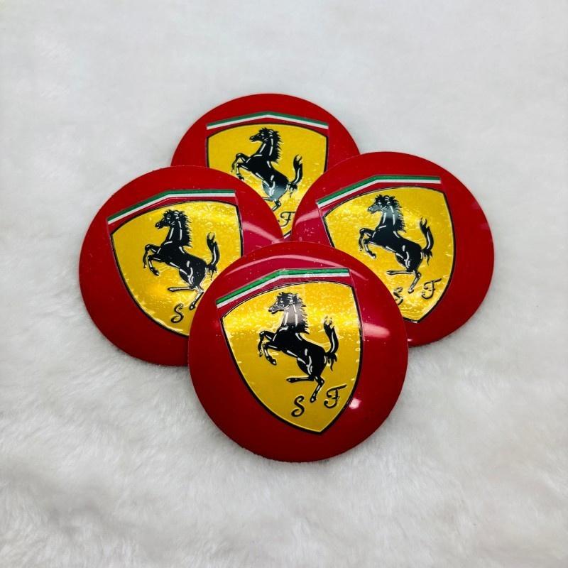 4Pc 56mm/60mm/65mm For Ferrari Horse Donkey Ferrari Donkey Badge Emblem Car Wheel Hub Center Caps Rim Cover Stickers Accessories JW4