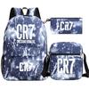 Cristiano Ronaldo Print Teenage School Backpack Set 3pcs Oxford Fabric Unisex Shoulder Bag High Students