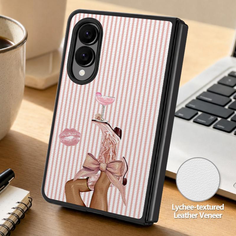 Чехол с узором «Кокосовая полоска» для Samsung Galaxy Z Fold 8 Ultra 7 6 5 4 Z Fold8 Fold7 Fold6 Fold5 Гибридная кожаная накладка Жесткий бампер из поликарбоната