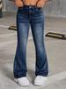 Модные эластичные джинсы-клеш с высокой талией для девочек-подростков - Новый европейский и американский стиль