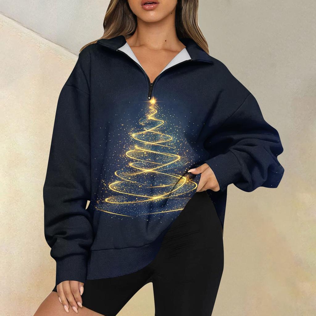 Женская повседневная мода с длинным рукавом и принтом, свободный свитшот на молнии