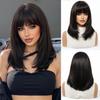 European and American Women's Golden Wig, Straight Bob Style, Medium Length Layered Synthetic Wig, Fashionable and Trendy Women's Wig