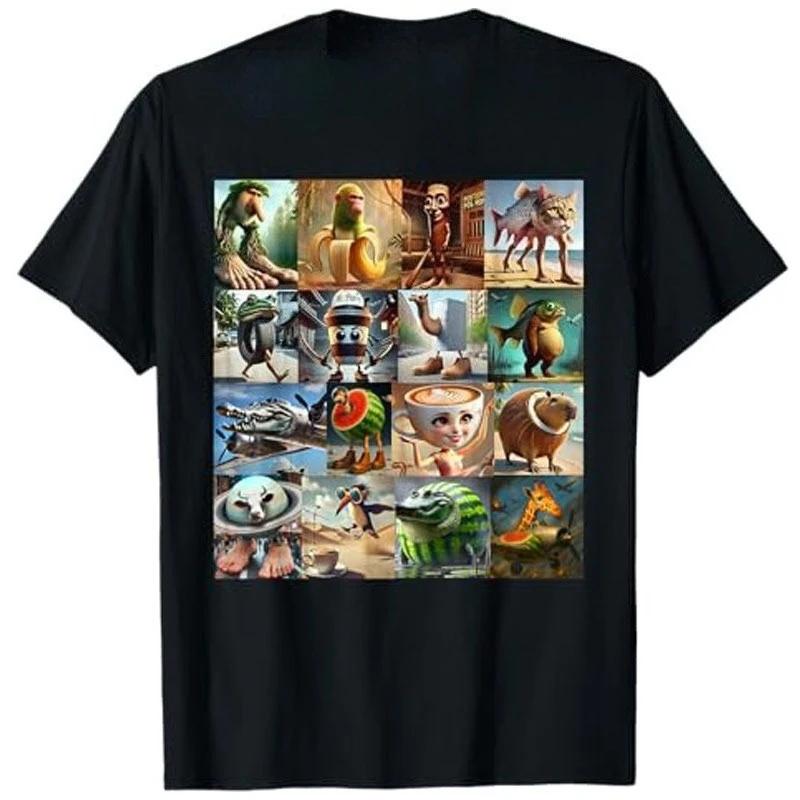Whimsical Cartoon Collage T-Shirt