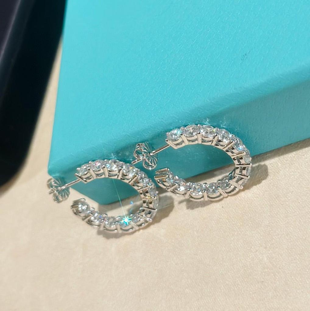 Серьги-пусеты в форме буквы С из серебра 925 пробы: Блестящие серьги-кольца с паве-закрепкой, модные, роскошные, круглые