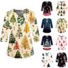 Женская модная и повседневная рождественская футболка с рукавом три четверти