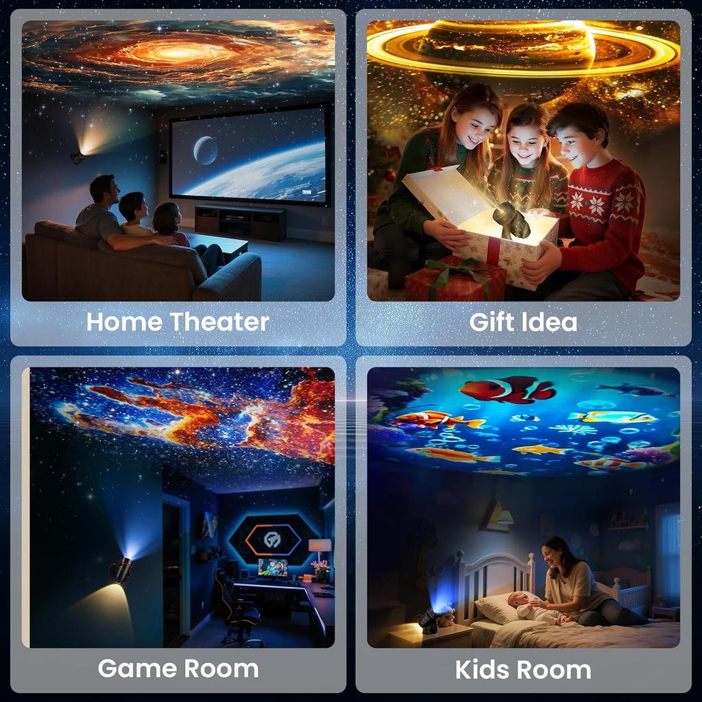 Galaxy Projector 2-in-1 Star Planetarium with 7 HD Slides LED Night Light for Kids Bedroom Ceiling Decor