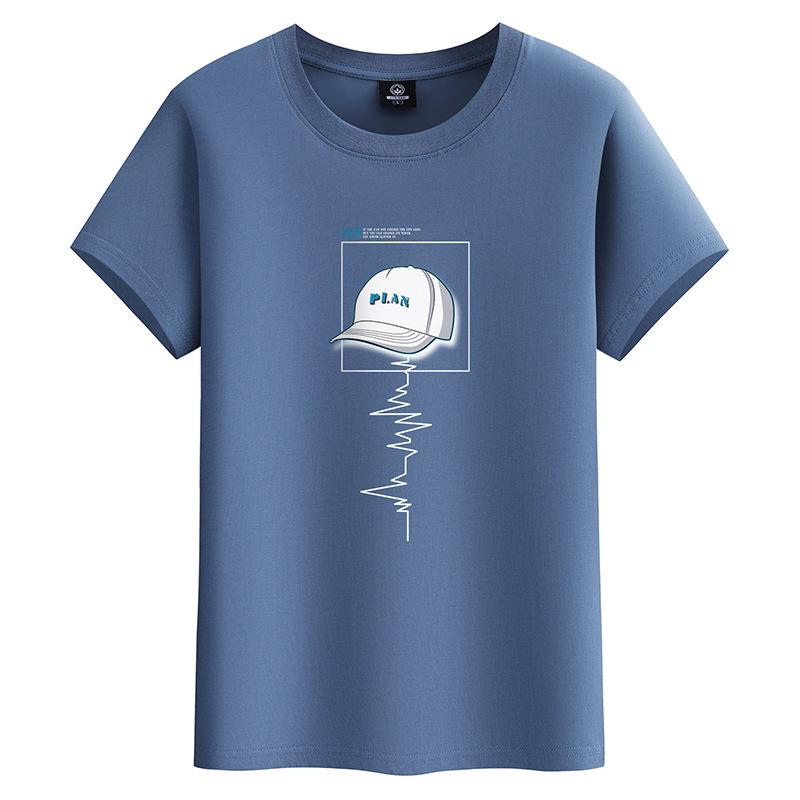 2024 Мужская молодежная футболка свободного кроя из хлопка с коротким рукавом