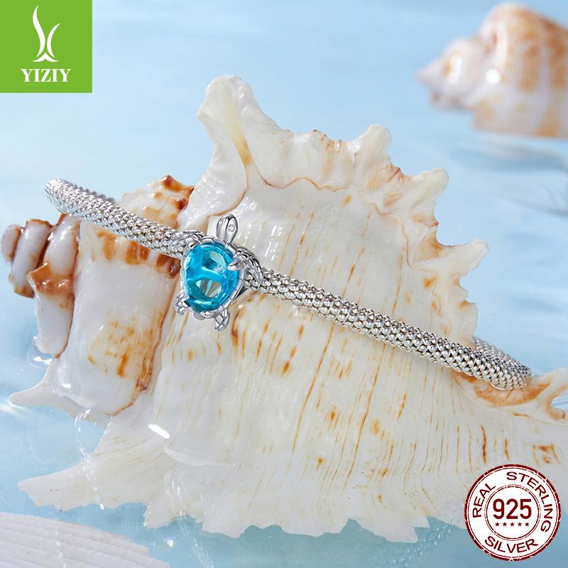 S925 Silver Turtle Beaded Diy Bracelet Beads Ocean Wind Turtle Loose Beads Accessories