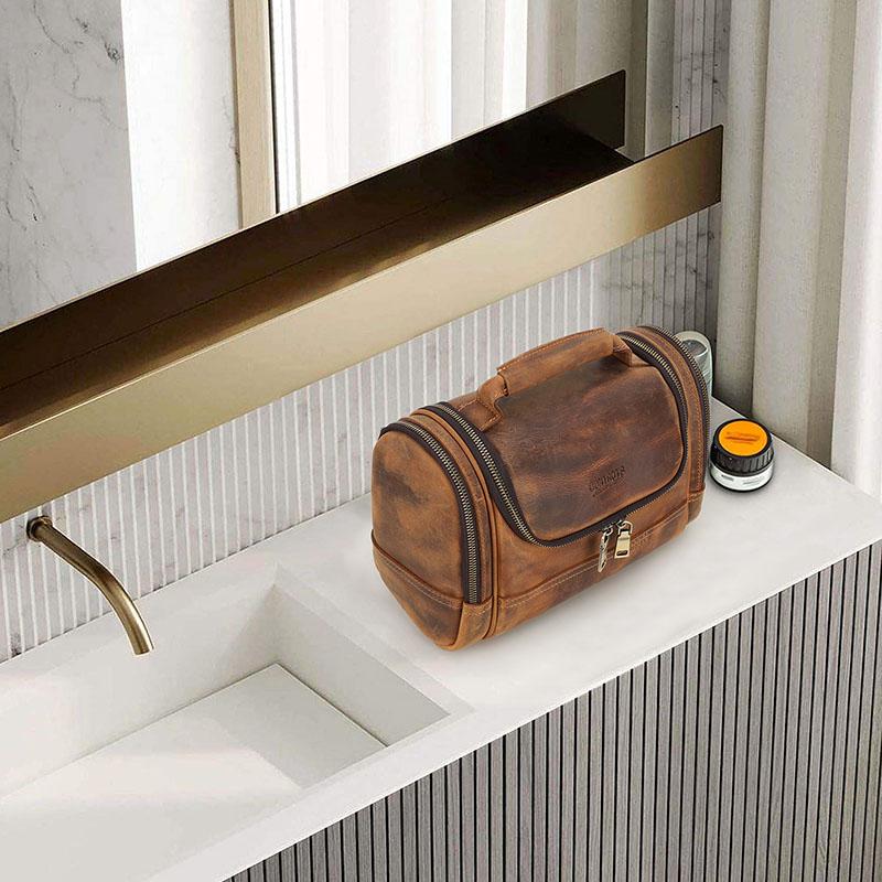 CONTACT'S Мужские косметички из натуральной кожи, винтажная большая сумка для туалетных принадлежностей, портативные сумки для стирки, косметички, мужские дорожные сумки-органайзер