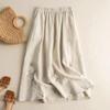 A New Summer Retro Embroidered Mid-length Cotton and Linen Skirt In Solid Color, Versatile and Fashionable with A Drape