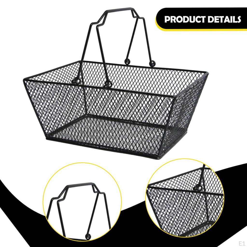 Корзина для покупок с ручками Металлическая проволока Износостойкая Портативное хранение для