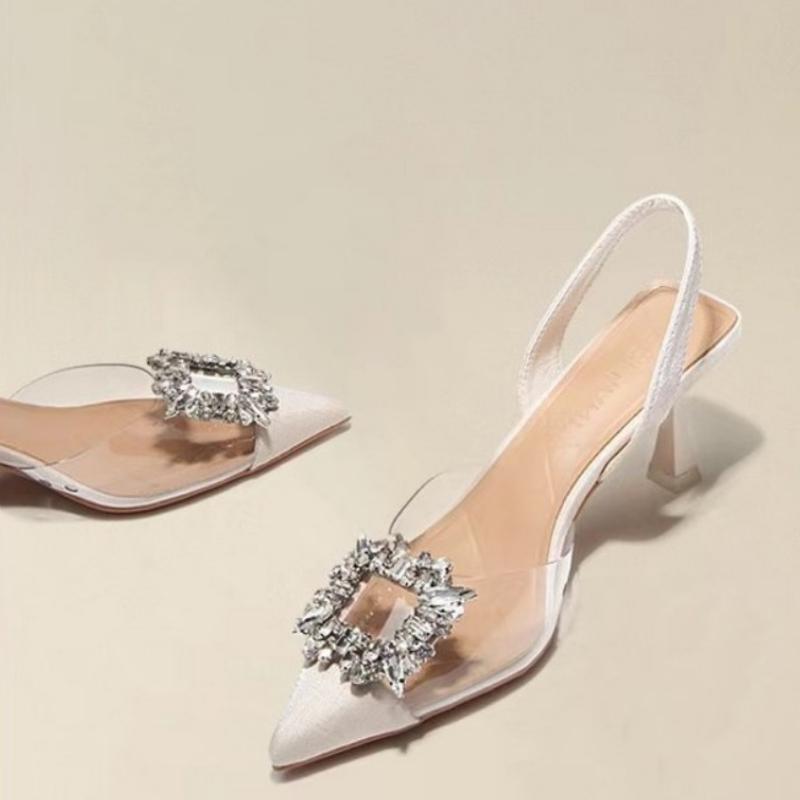 Мода весна и осень мода новые сексуальные банкетные удобные прозрачные однотонные туфли с острым носком женские туфли на высоком каблуке