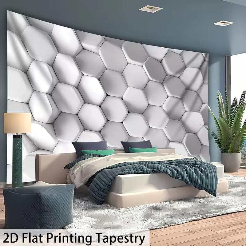 Текстиль с 3D-эффектом в виде шестиугольников Минималистичный Белый Геометрический Фон для Комнаты