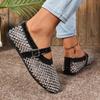 2024 Summer Mesh Buckle Hollow Breathable Flat Shoes Full Diamond Women's Sandals Hollow Fashion Single Shoes Fishing Net Shoes Women's