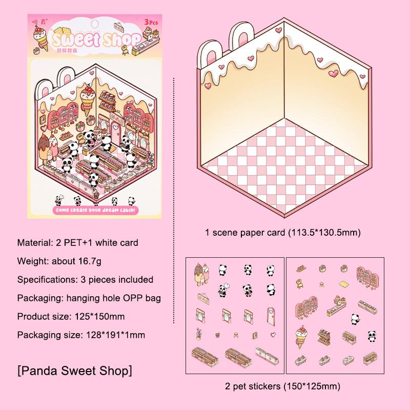 1 Набор Креативных Наклеек для Питомцев 3D Милые Мультяшные Наклейки для DIY Сцены, Ландшафтного Дизайна, Декора, Кавайные Наклейки с Пандой, Подарки