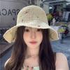 Women's Summer Colorful Sweet Woven Straw Hat Beach Hollow Out Crochet Sun Protection Hat Vacation Wide Brim Sunshade Hat