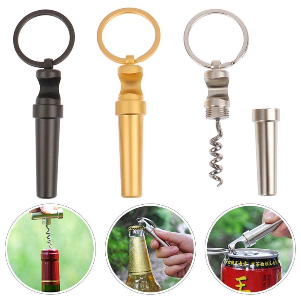 Outdoor Kitchen Tools Wine Beer Keychain Multifunctional Bottle Opener 3 In 1 Zinc Alloy Corkscrew