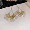 Tassel Stud Round French Shell Earrings Retro Exaggerated Style For A Unique Fashion Statement