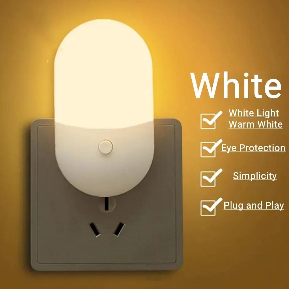 Energy Saving Night Light Plug-in LED Feeding Socket Lamp Indoor Lighting Bedroom Night Bedside Lamp EU Plug Two-color