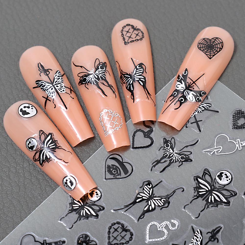1PCS Dark Butterfly Nail Art Stickers