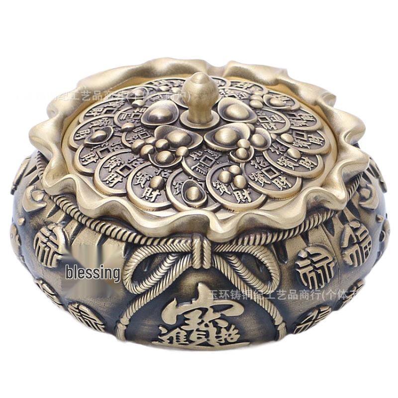 Brass Money Bag Ashtray: Large Creative Niche Ornament for Office, Living Room, or Tea Room Table