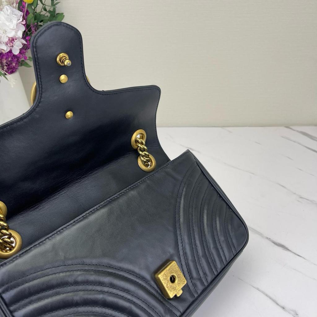 [Pre-Owned] Gucci GG Marmont Small Matelassé Shoulder Bag 'Black' - Excellent #1IPOC5G