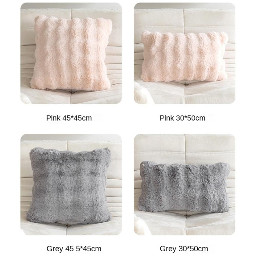 Плюшевая наволочка из искусственного кроличьего меха, теплая наволочка, простая наволочка для диванной подушки, домашний декор