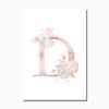 Baby Girl Pink Flowers Canvas Poster Nursery Wall Art Print Modern Letters Painting Wall Pictures Nordic Kid Bedroom Decoration