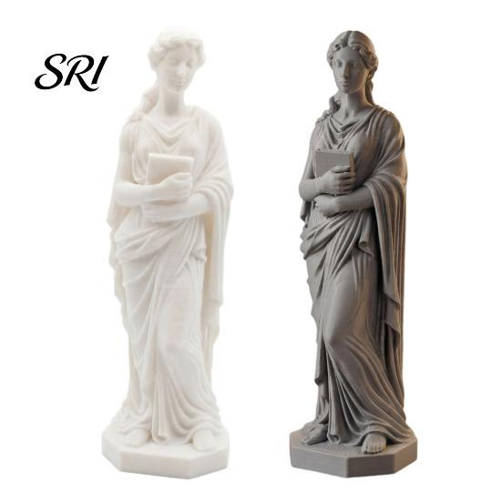 High-end Textured Sculpture 3D Printed Goddess Figurine Greek Mythology Holding Book Imitation Stone for Living Room Home Desk Shelf Decor Literary