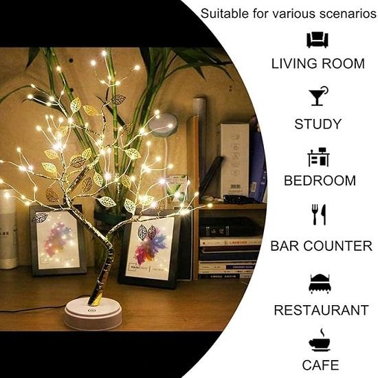 Настольная лампа Bonsai Led Tree, настольный декор, светодиодные лампы Pearl для дома, спальни, помещения, свадебной вечеринки, украшения, сенсорный выключатель, питание от батареи