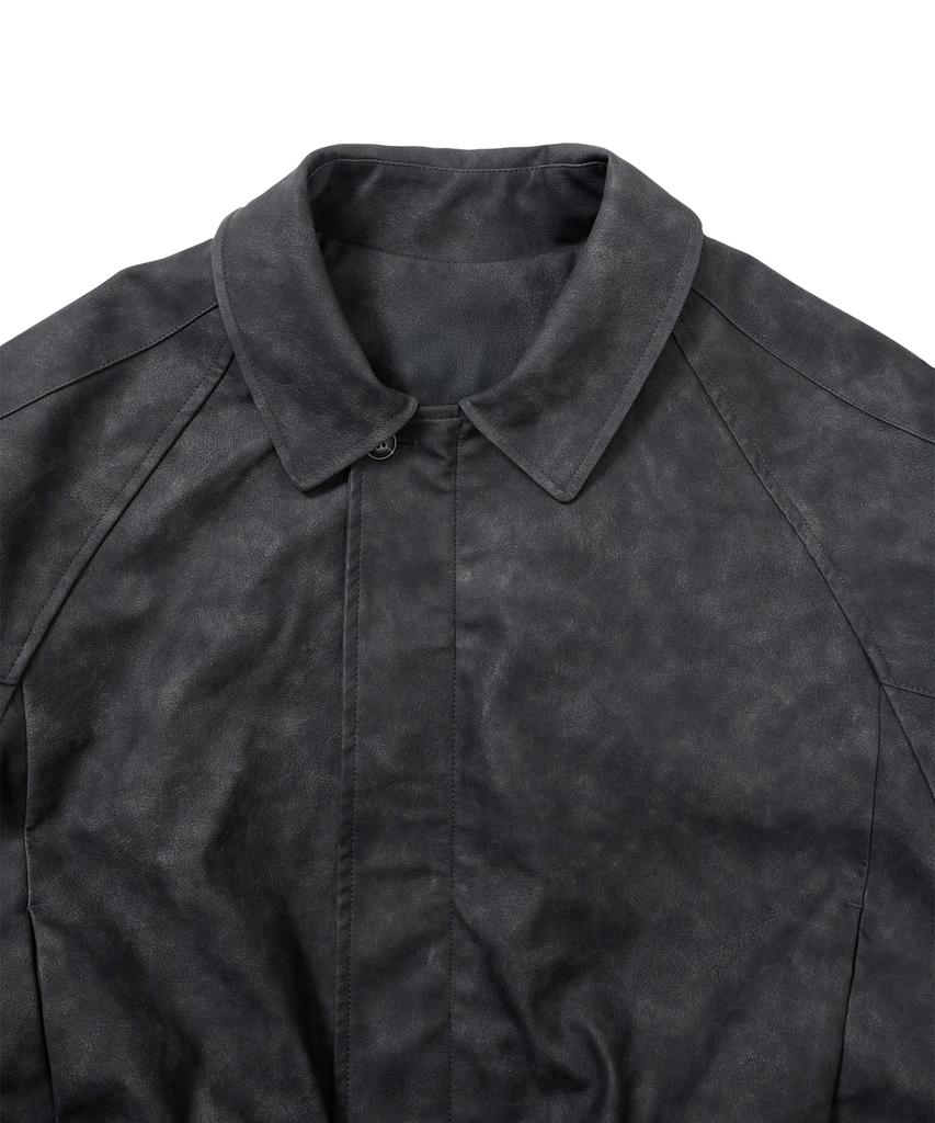 Ajobyajo [Pog:Service X Ajobyajo] Faded Panel Faux Leather Jacket [Black]