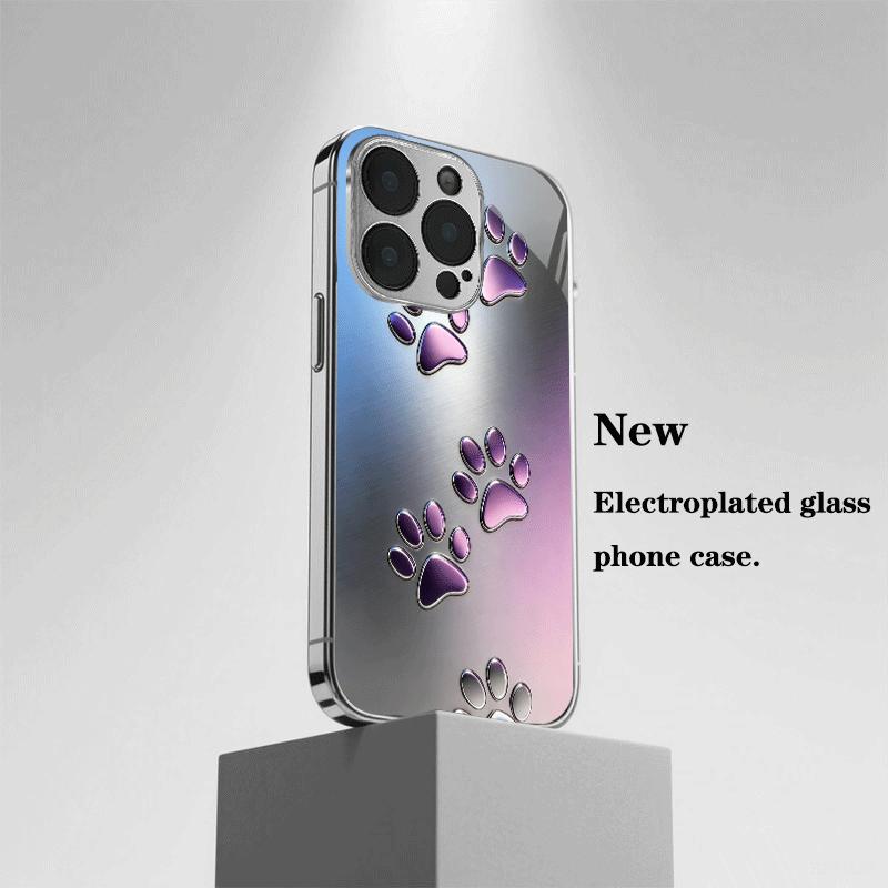 Стильный металлический отпечаток кошачьей лапы для чехла iPhone 17, модные чехлы для телефона, стеклянный чехол для телефона для iPhone 17 16 15 14 13 12 pm Pro Plus
