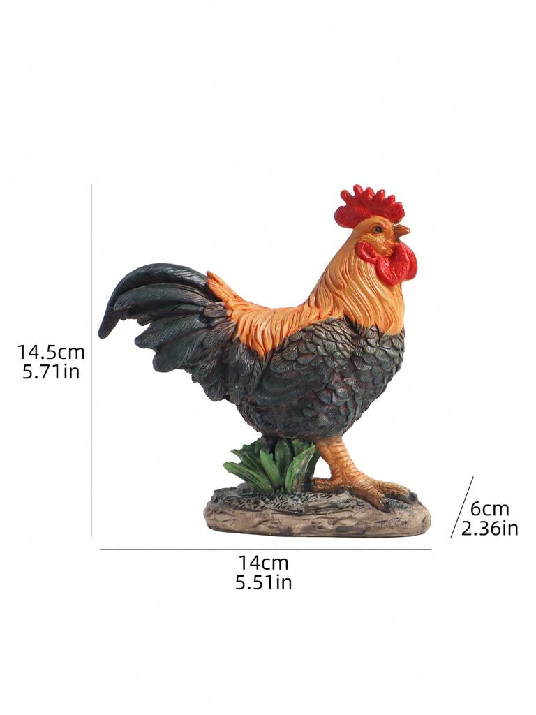 American Country Farm Simulated Rooster and Hen Figurines, Courtyard Lawn Garden Landscape Decoration Resin Craft