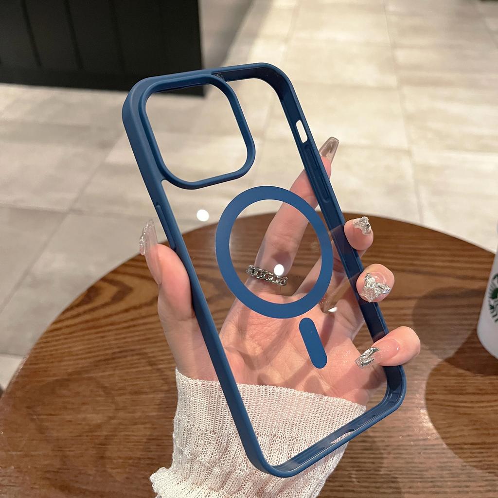 Роскошный Прозрачный Чехол с Беспроводной Зарядкой Magsafe Для iPhone 17 16 15 14 13 12 11 Pro Max Plus Магнитный Бампер Чехлы Обложка