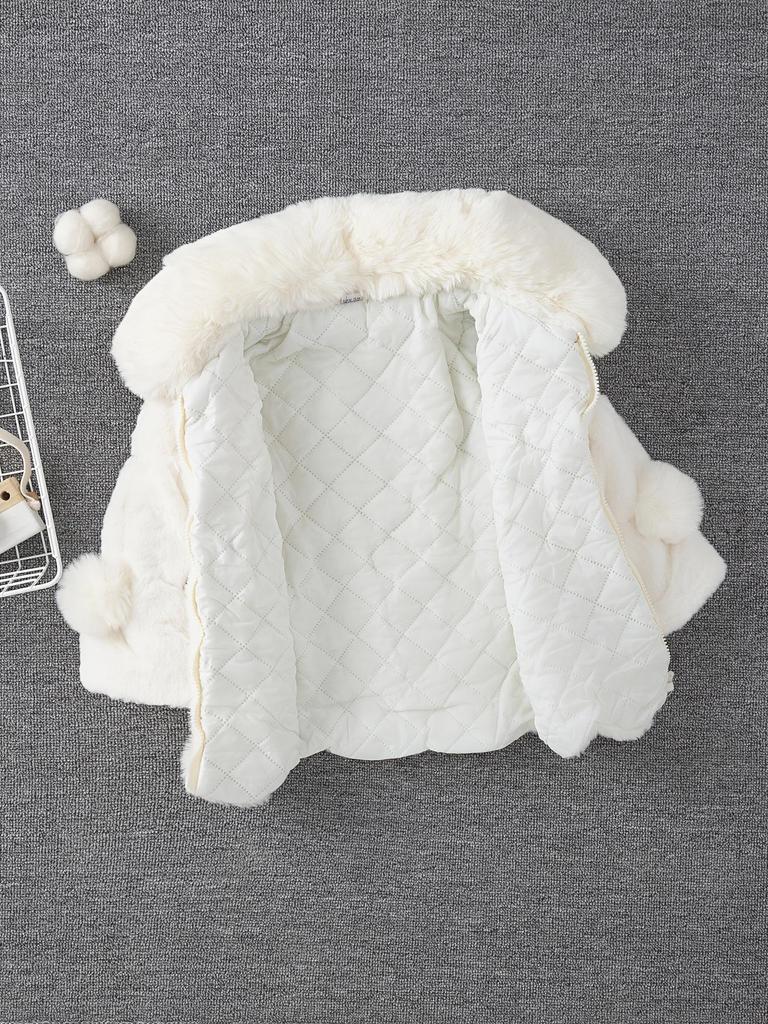 Девочковая осенне-зимняя куртка-свитер с помпоном из искусственного меха