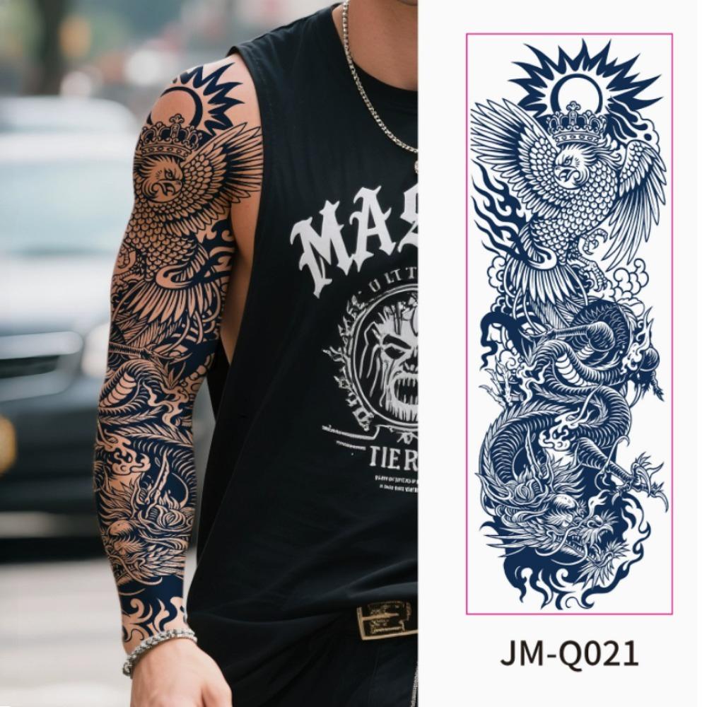 Full Arm Herbal Juice Tattoo Sticker Waterproof Non-Reflective Semi-Permanent Dark Flower Arm Tattoo Sticker