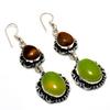 Ювелирные серьги с зеленым ониксом, драгоценным камнем «Тигровый глаз» 925 пробы, посеребренные, 2,46 дюйма