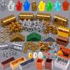 MOC Character Scene Building Blocks Accessories Treasure Safes Gold And Ailver Ores Diamonds Dollar Boxes Keys Toys Gift Bricks