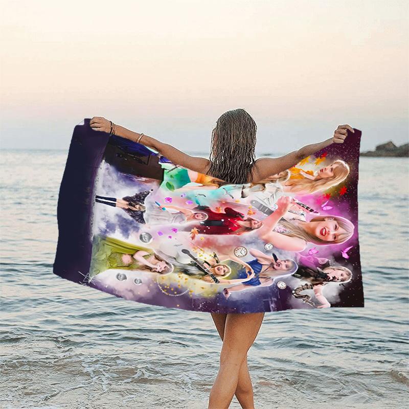 1pc Taylor Swift2 Beach Towel, Beach and Seaside Swimming Pool Equipment, Fashion Pattern, Rectangular, Travel Essentials
