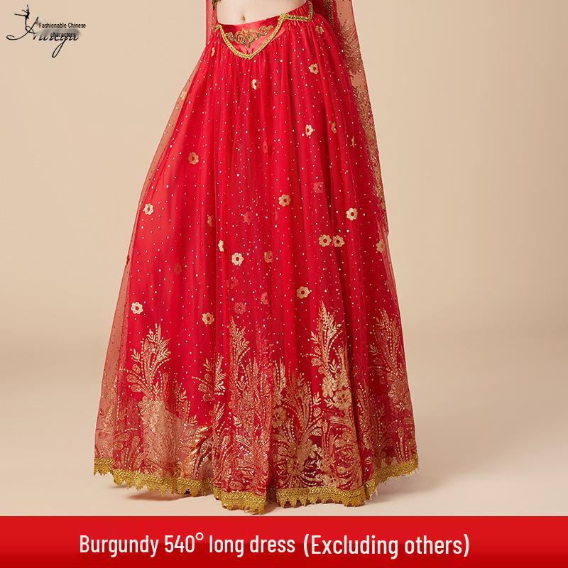 Костюм принцессы Дуньхуан из Западного региона для танца живота - Юбка-солнце 720° для экзотических выступлений.