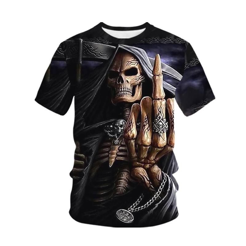 Летние забавные футболки со скелетом и 3D-принтом, уличная одежда для мужчин, мода ужасов, повседневная футболка Harajuku, свободные футболки, топы, одежда